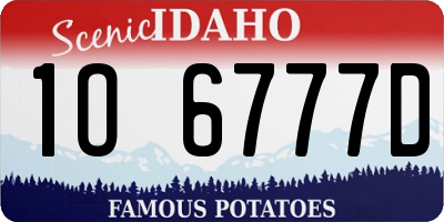 ID license plate 1O6777D