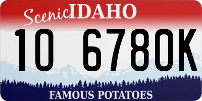 ID license plate 1O6780K