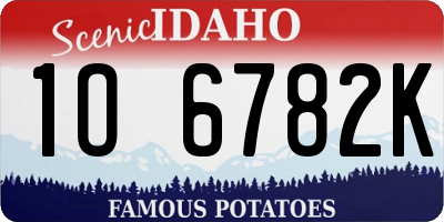 ID license plate 1O6782K