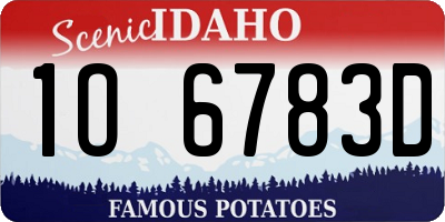 ID license plate 1O6783D