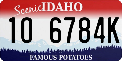 ID license plate 1O6784K