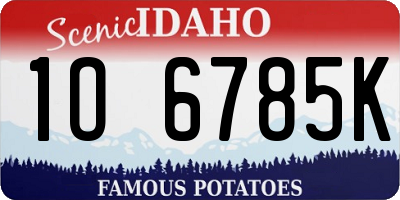 ID license plate 1O6785K