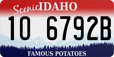 ID license plate 1O6792B
