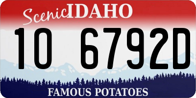 ID license plate 1O6792D