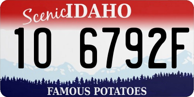 ID license plate 1O6792F