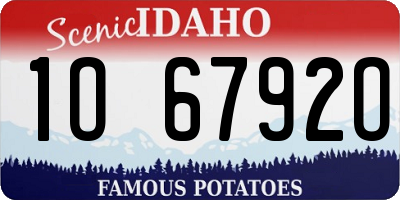 ID license plate 1O6792O