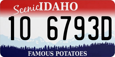 ID license plate 1O6793D