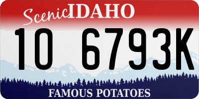 ID license plate 1O6793K