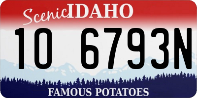ID license plate 1O6793N