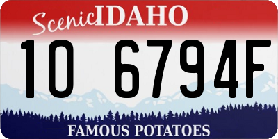 ID license plate 1O6794F