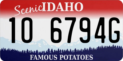 ID license plate 1O6794G
