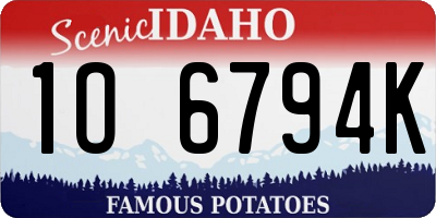 ID license plate 1O6794K
