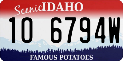 ID license plate 1O6794W