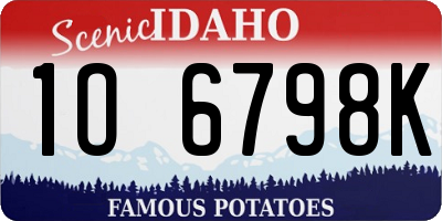 ID license plate 1O6798K