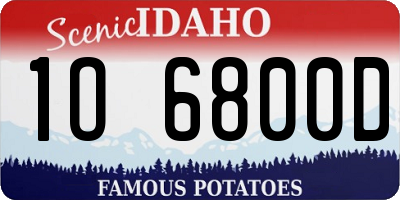 ID license plate 1O6800D