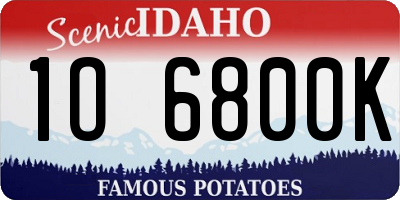 ID license plate 1O6800K