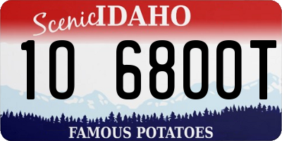 ID license plate 1O6800T
