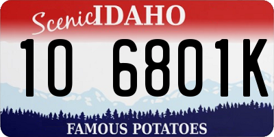 ID license plate 1O6801K