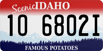 ID license plate 1O6802I