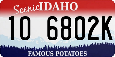 ID license plate 1O6802K