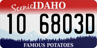 ID license plate 1O6803D