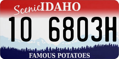 ID license plate 1O6803H