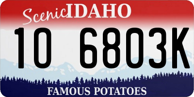ID license plate 1O6803K