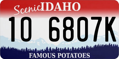 ID license plate 1O6807K