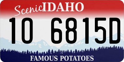 ID license plate 1O6815D