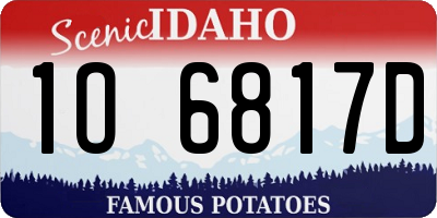 ID license plate 1O6817D