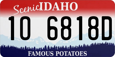 ID license plate 1O6818D