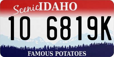 ID license plate 1O6819K