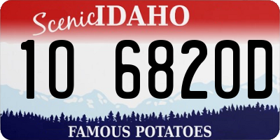 ID license plate 1O6820D