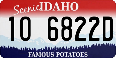 ID license plate 1O6822D