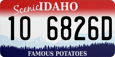 ID license plate 1O6826D