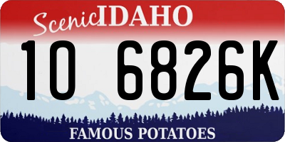 ID license plate 1O6826K