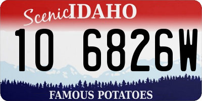 ID license plate 1O6826W