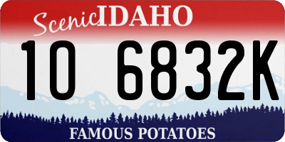 ID license plate 1O6832K