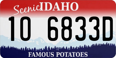 ID license plate 1O6833D
