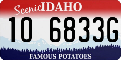 ID license plate 1O6833G
