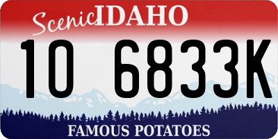 ID license plate 1O6833K