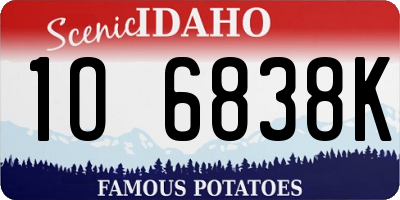 ID license plate 1O6838K