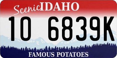 ID license plate 1O6839K