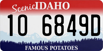 ID license plate 1O6849D