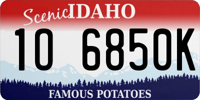 ID license plate 1O6850K