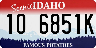 ID license plate 1O6851K