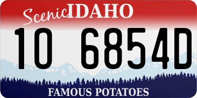 ID license plate 1O6854D