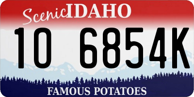 ID license plate 1O6854K