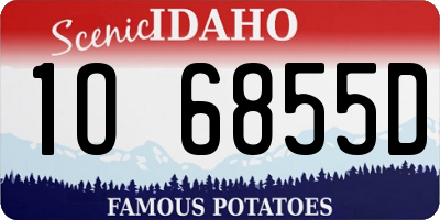 ID license plate 1O6855D