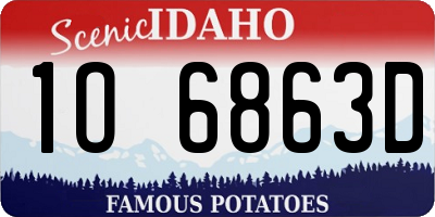 ID license plate 1O6863D